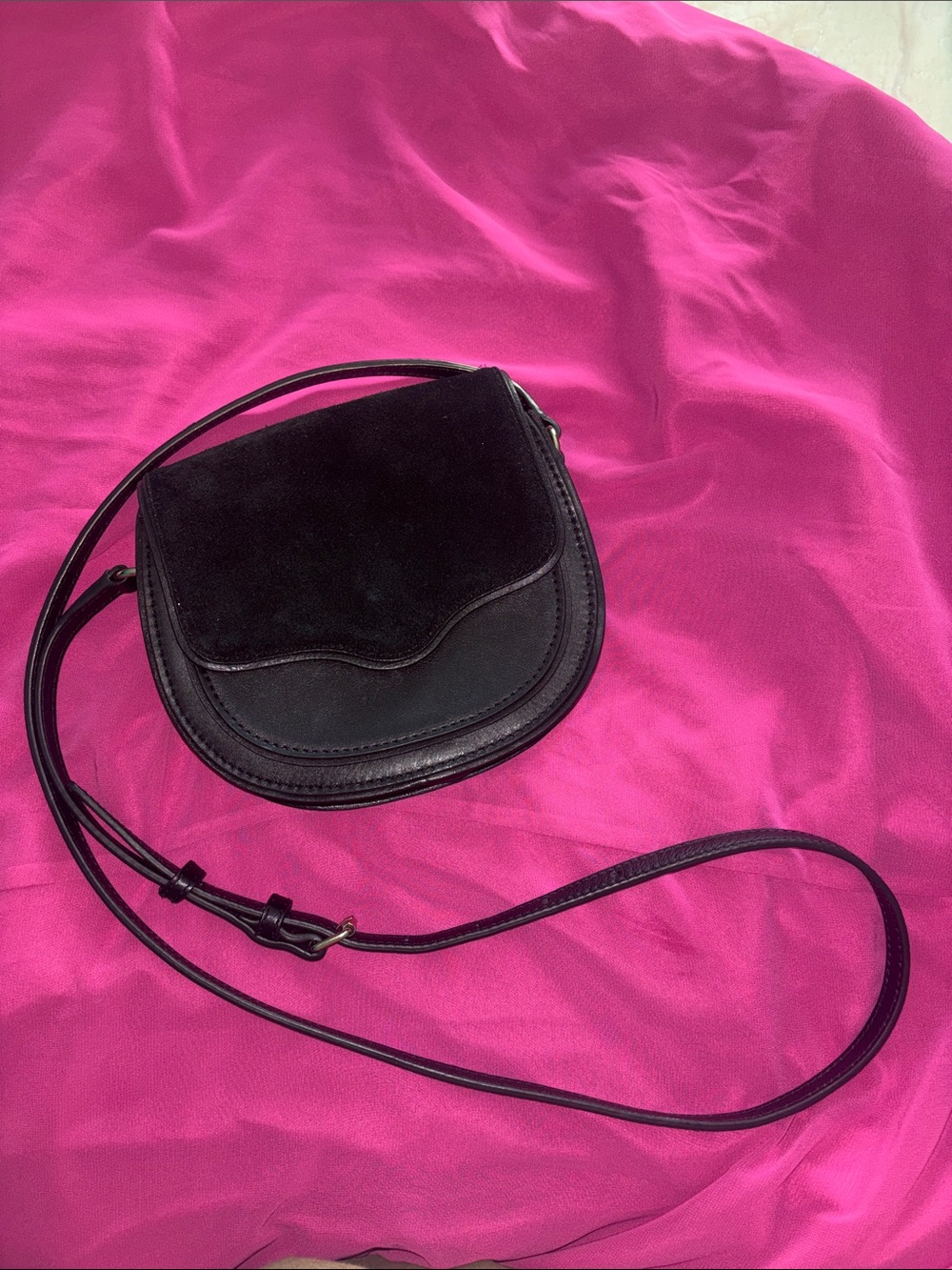 Rebecca Minkoff Black Suede & Leather Crossbody Saddle Bag